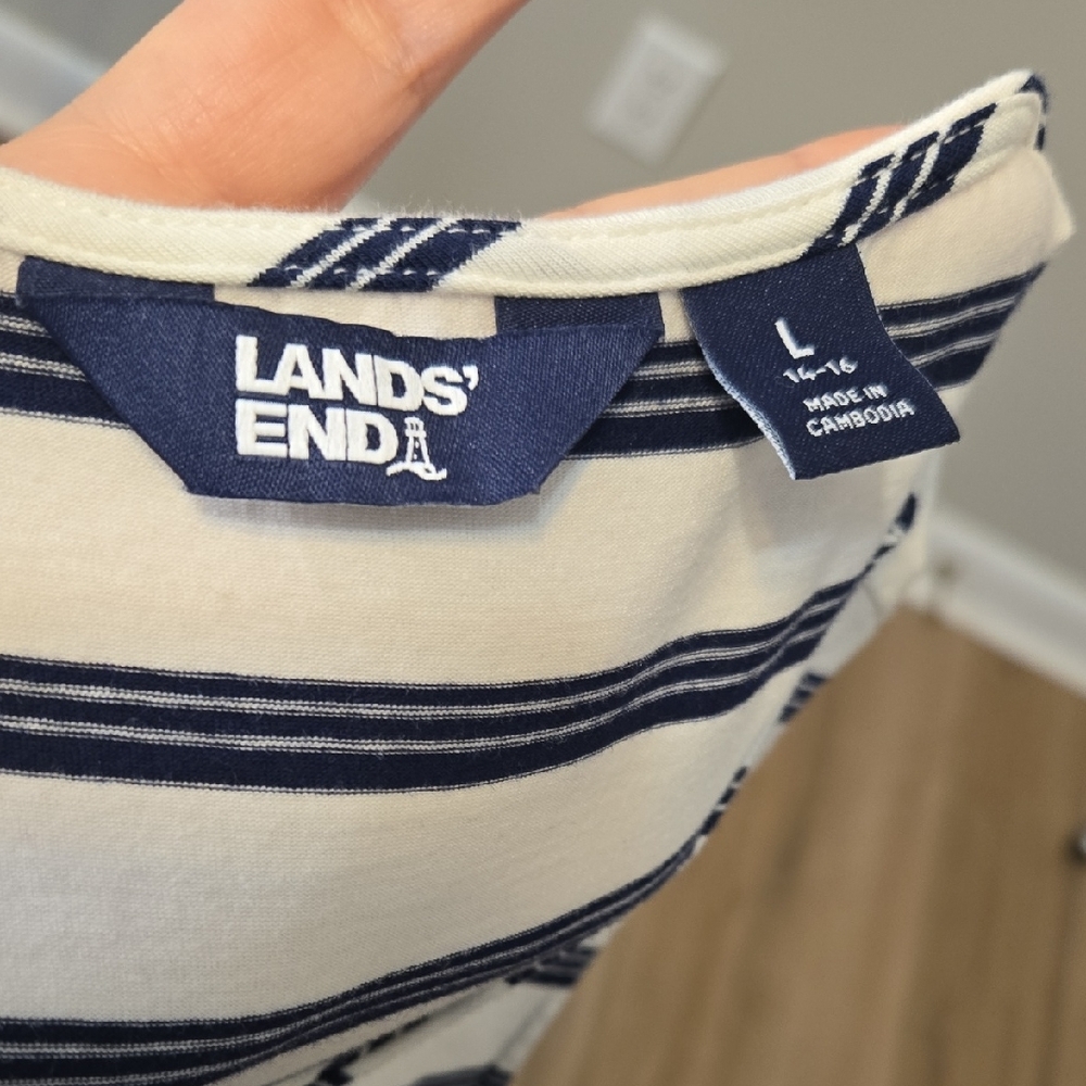 Lands' End Navy and White Striped Maxi Dress Nautical - Picture 6 of 6